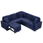 82,6 Zoll L-förmiges Auszieh-Schlafsofa mit Rollen, USB-Anschlüssen, Steckdosen - 82,6B x 82,6T x 33H