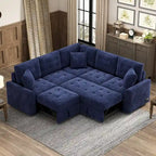 82,6 Zoll L-förmiges Auszieh-Schlafsofa mit Rollen, USB-Anschlüssen, Steckdosen - 82,6B x 82,6T x 33H