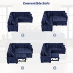 82,6 Zoll L-förmiges Auszieh-Schlafsofa mit Rollen, USB-Anschlüssen, Steckdosen - 82,6B x 82,6T x 33H