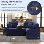 82,6 Zoll L-förmiges Auszieh-Schlafsofa mit Rollen, USB-Anschlüssen, Steckdosen - 82,6B x 82,6T x 33H