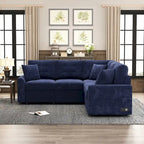 82,6 Zoll L-förmiges Auszieh-Schlafsofa mit Rollen, USB-Anschlüssen, Steckdosen - 82,6B x 82,6T x 33H