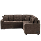 82,6 Zoll L-förmiges Auszieh-Schlafsofa mit Rollen, USB-Anschlüssen, Steckdosen - 82,6B x 82,6T x 33H
