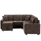 82,6 Zoll L-förmiges Auszieh-Schlafsofa mit Rollen, USB-Anschlüssen, Steckdosen - 82,6B x 82,6T x 33H
