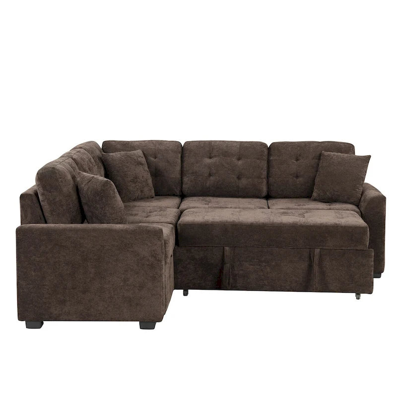 82,6 Zoll L-förmiges Auszieh-Schlafsofa mit Rollen, USB-Anschlüssen, Steckdosen - 82,6B x 82,6T x 33H