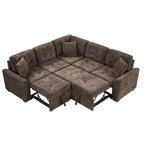 82,6 Zoll L-förmiges Auszieh-Schlafsofa mit Rollen, USB-Anschlüssen, Steckdosen - 82,6B x 82,6T x 33H