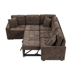 82,6 Zoll L-förmiges Auszieh-Schlafsofa mit Rollen, USB-Anschlüssen, Steckdosen - 82,6B x 82,6T x 33H