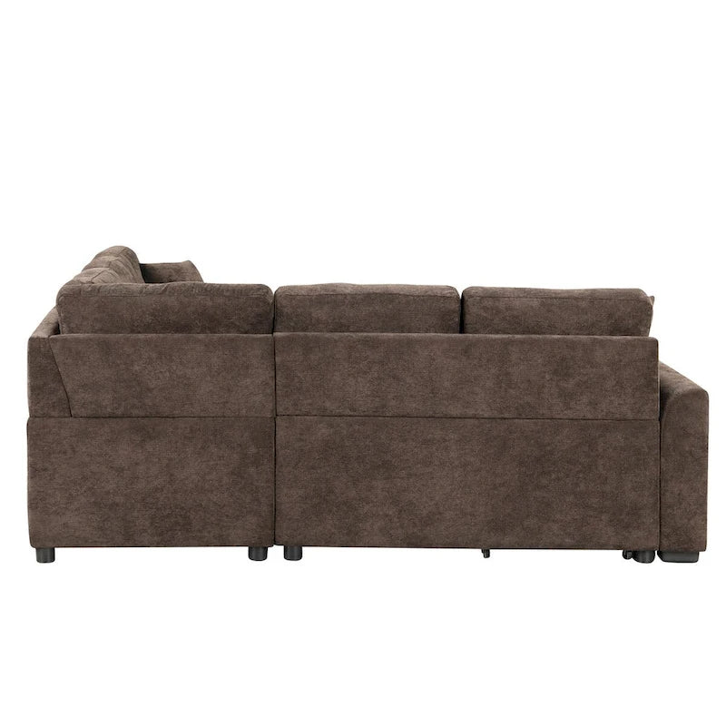 82,6 Zoll L-förmiges Auszieh-Schlafsofa mit Rollen, USB-Anschlüssen, Steckdosen - 82,6B x 82,6T x 33H