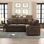 82,6 Zoll L-förmiges Auszieh-Schlafsofa mit Rollen, USB-Anschlüssen, Steckdosen - 82,6B x 82,6T x 33H