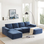 Modulares U-förmiges Sektionssofa, Luxuriöses Chenille-Bodencouch-Set