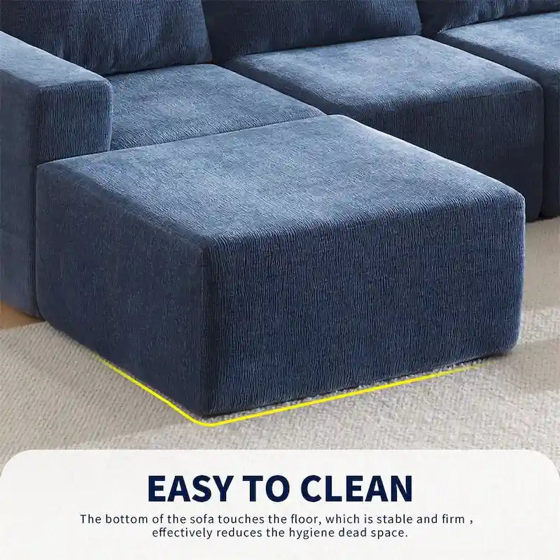 Modulares U-förmiges Sektionssofa, Luxuriöses Chenille-Bodencouch-Set