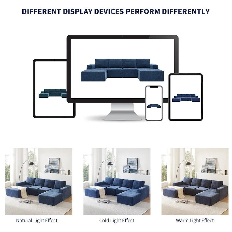 Modulares U-förmiges Sektionssofa, Luxuriöses Chenille-Bodencouch-Set
