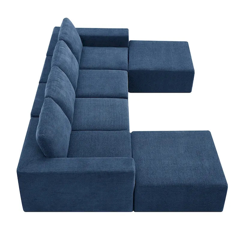 Modulares U-förmiges Sektionssofa, Luxuriöses Chenille-Bodencouch-Set