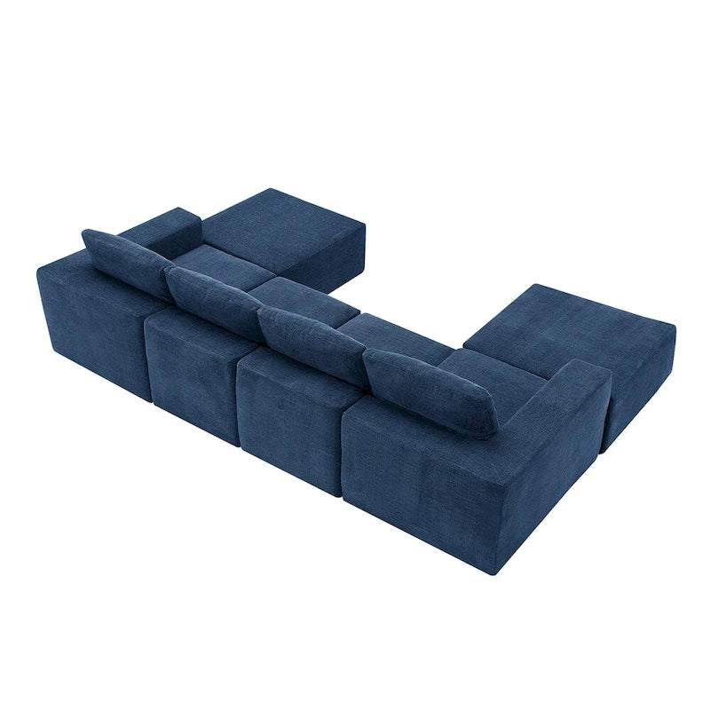 Modulares U-förmiges Sektionssofa, Luxuriöses Chenille-Bodencouch-Set