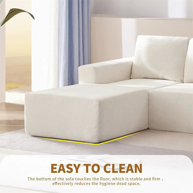 Modulares U-förmiges Sektionssofa, Luxuriöses Chenille-Bodencouch-Set