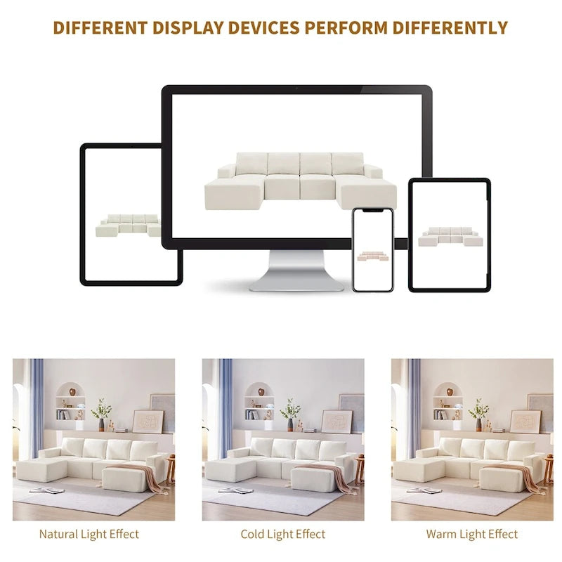 Modulares U-förmiges Sektionssofa, Luxuriöses Chenille-Bodencouch-Set