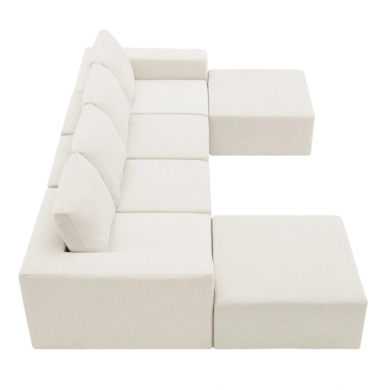 Modulares U-förmiges Sektionssofa, Luxuriöses Chenille-Bodencouch-Set