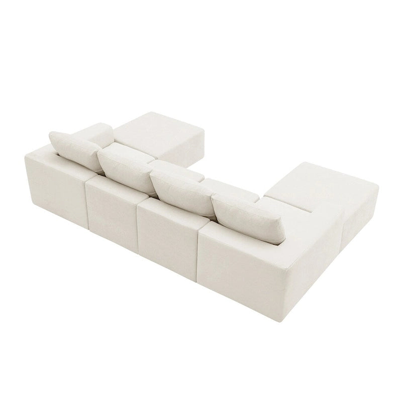 Modulares U-förmiges Sektionssofa, Luxuriöses Chenille-Bodencouch-Set