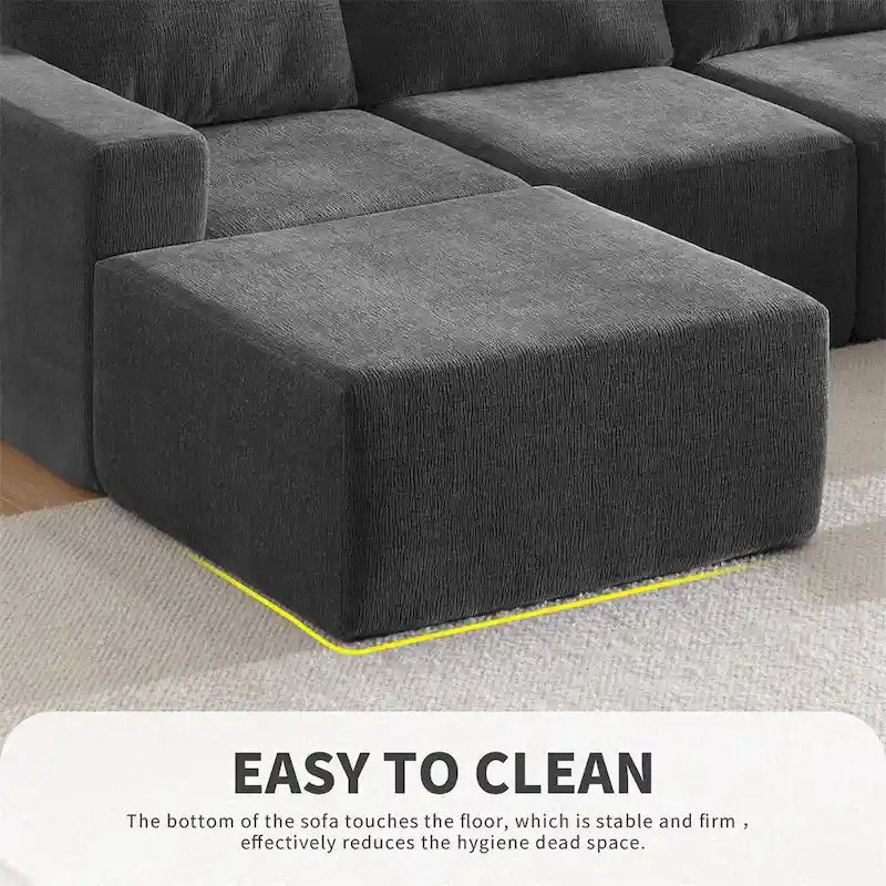 Modulares U-förmiges Sektionssofa, Luxuriöses Chenille-Bodencouch-Set