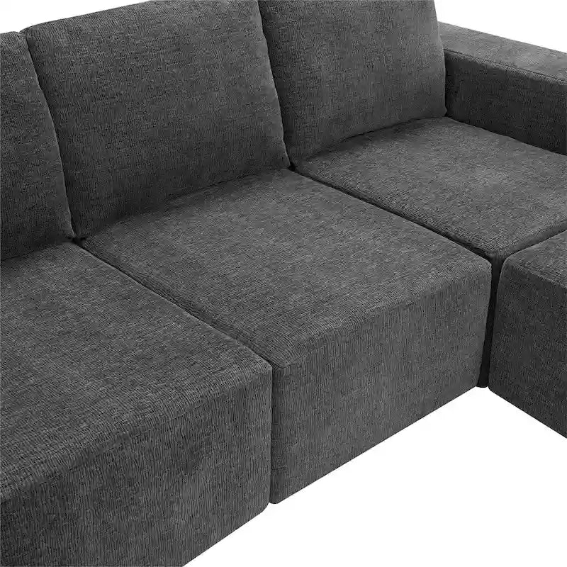 Modulares U-förmiges Sektionssofa, Luxuriöses Chenille-Bodencouch-Set