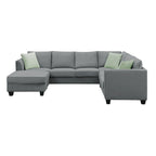 112 Zoll L-förmiges modulares 7-Sitzer-Sofa mit Ottomane und drei Kissen - 112B x 87T x 33H