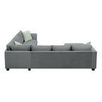 112 Zoll L-förmiges modulares 7-Sitzer-Sofa mit Ottomane und drei Kissen - 112B x 87T x 33H