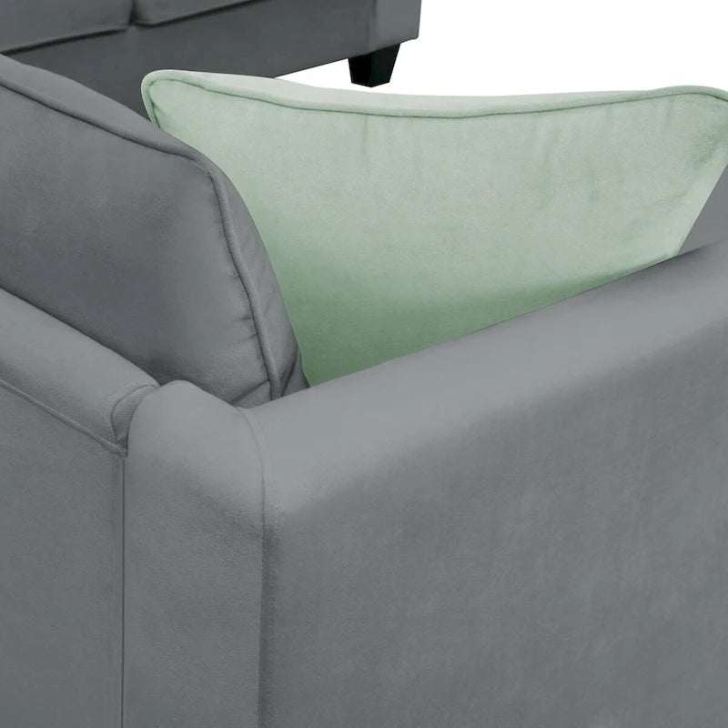 112 Zoll L-förmiges modulares 7-Sitzer-Sofa mit Ottomane und drei Kissen - 112B x 87T x 33H