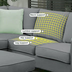 112 Zoll L-förmiges modulares 7-Sitzer-Sofa mit Ottomane und drei Kissen - 112B x 87T x 33H