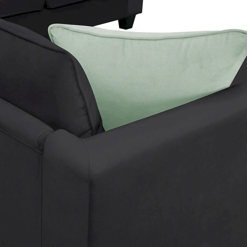 112 Zoll L-förmiges modulares 7-Sitzer-Sofa mit Ottomane und drei Kissen - 112B x 87T x 33H