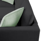 112 Zoll L-förmiges modulares 7-Sitzer-Sofa mit Ottomane und drei Kissen - 112B x 87T x 33H