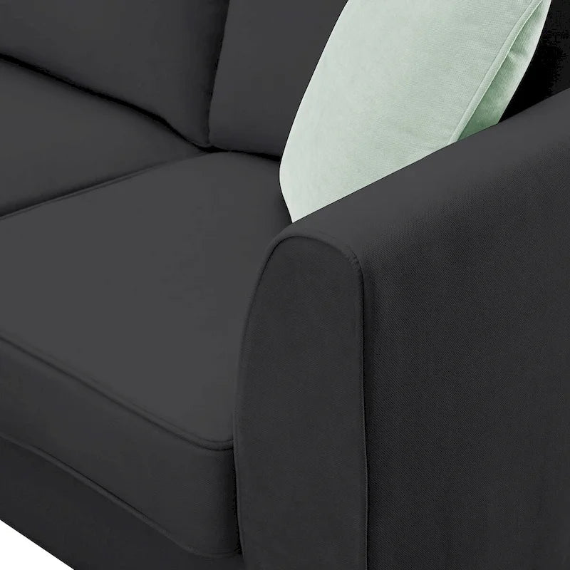 112 Zoll L-förmiges modulares 7-Sitzer-Sofa mit Ottomane und drei Kissen - 112B x 87T x 33H