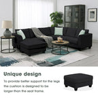 112 Zoll L-förmiges modulares 7-Sitzer-Sofa mit Ottomane und drei Kissen - 112B x 87T x 33H