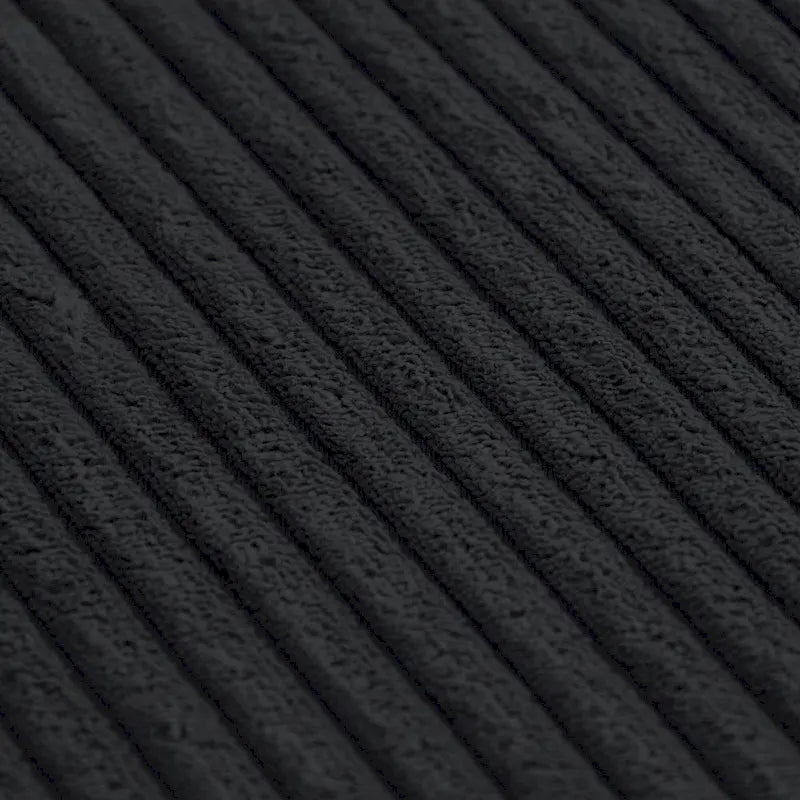 Schwarzes Cord-Ecksofa, individuell anpassbares Sofa mit Kissen.
