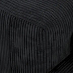 Schwarzes Cord-Ecksofa, individuell anpassbares Sofa mit Kissen.