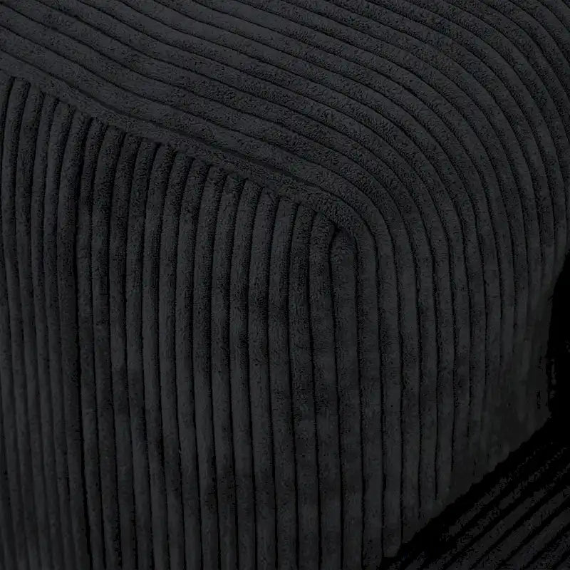Schwarzes Cord-Ecksofa, individuell anpassbares Sofa mit Kissen.