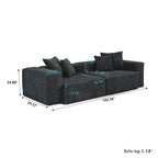 Schwarzes Cord-Ecksofa, individuell anpassbares Sofa mit Kissen.