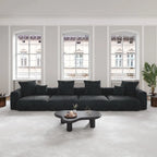 Schwarzes Cord-Ecksofa, individuell anpassbares Sofa mit Kissen.