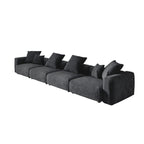 Schwarzes Cord-Ecksofa, individuell anpassbares Sofa mit Kissen.