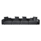 Schwarzes Cord-Ecksofa, individuell anpassbares Sofa mit Kissen.