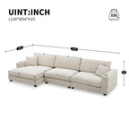 Großes L-förmiges Cloud Sofa in beigem Cord – Tiefes Schlafsofa mit USB, Getränkehalter