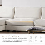 Großes L-förmiges Cloud Sofa in beigem Cord – Tiefes Schlafsofa mit USB, Getränkehalter