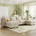 Modernes großes U-förmiges modulares Ecksofa, umwandelbares Schlafsofa mit beidseitig montierbarer Récamiere für das Wohnzimmer, Stauraumsitz