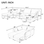 Modernes großes U-förmiges modulares Ecksofa, umwandelbares Schlafsofa mit beidseitig montierbarer Récamiere für das Wohnzimmer, Stauraumsitz