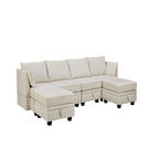 Modernes großes U-förmiges modulares Ecksofa, umwandelbares Schlafsofa mit beidseitig montierbarer Récamiere für das Wohnzimmer, Stauraumsitz