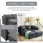 Modernes großes U-förmiges modulares Ecksofa, umwandelbares Schlafsofa mit beidseitig montierbarer Récamiere für das Wohnzimmer, Stauraumsitz