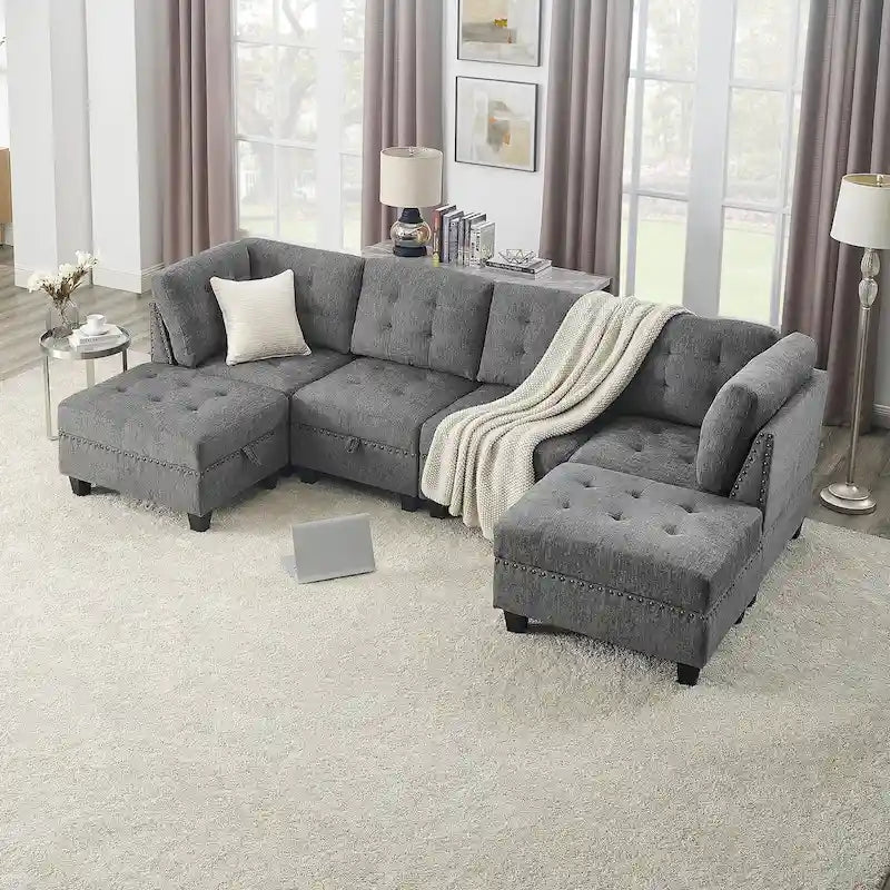 DIY Kombinierbares modulares Ecksofa, Grau