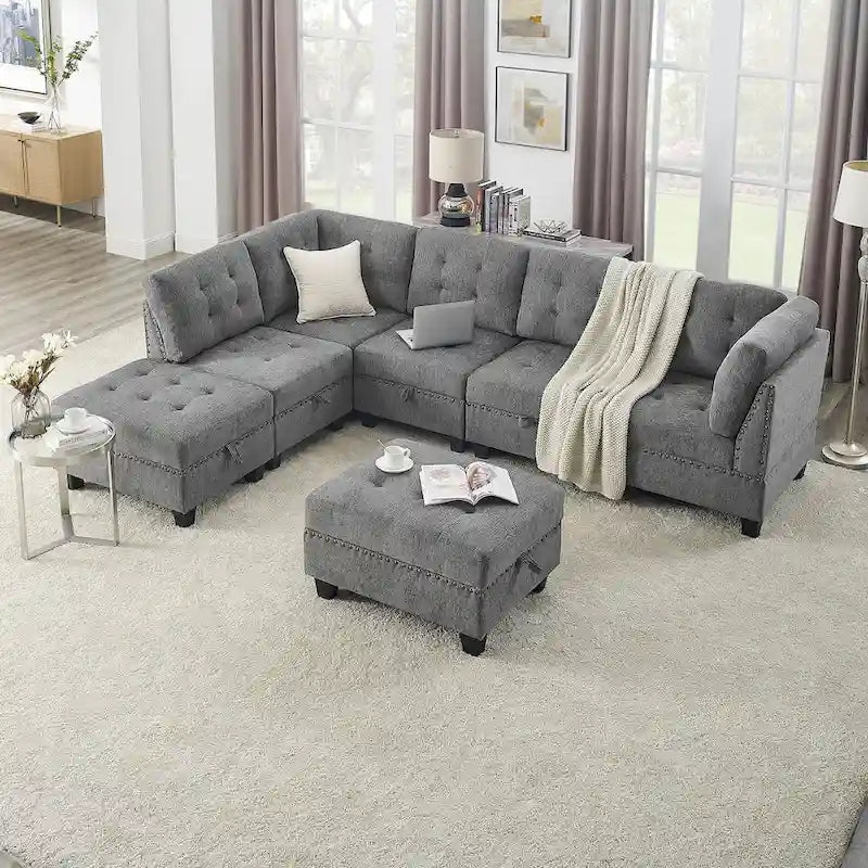 DIY Kombinierbares modulares Ecksofa, Grau