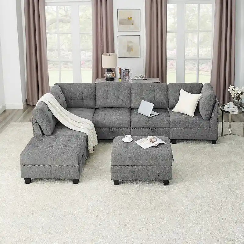 DIY Kombinierbares modulares Ecksofa, Grau