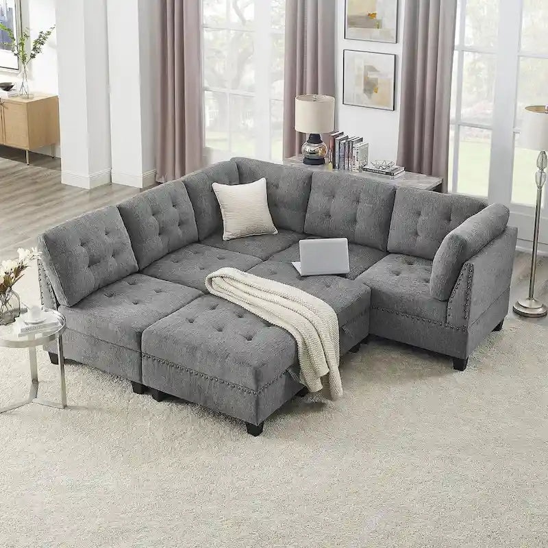 DIY Kombinierbares modulares Ecksofa, Grau