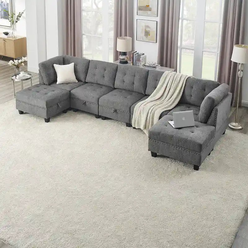 DIY Kombinierbares modulares Ecksofa, Grau