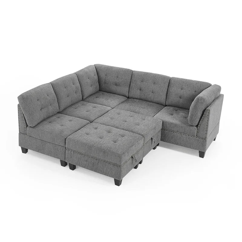 DIY Kombinierbares modulares Ecksofa, Grau